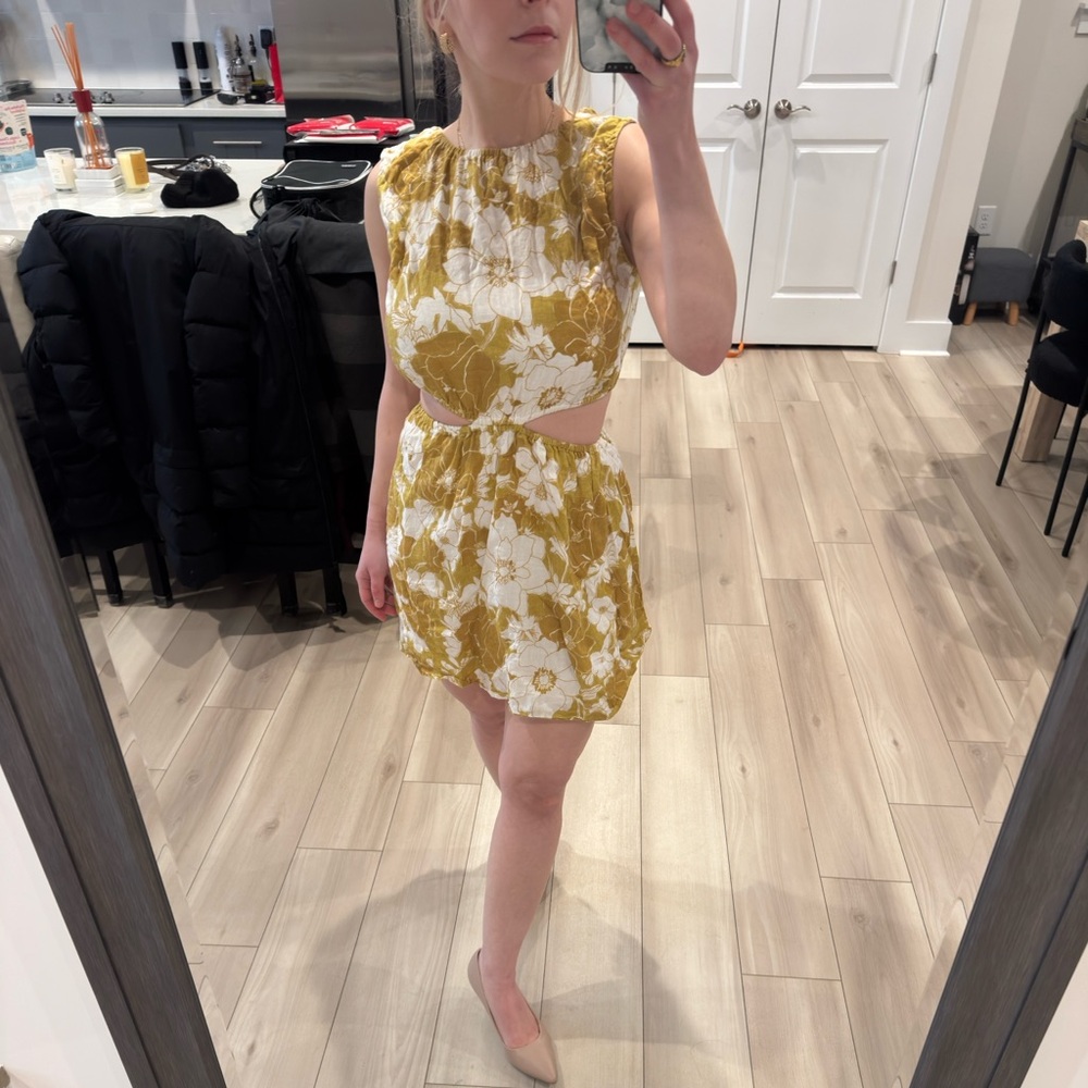 Faithfull the Brand Yellow Floral Mini Dress